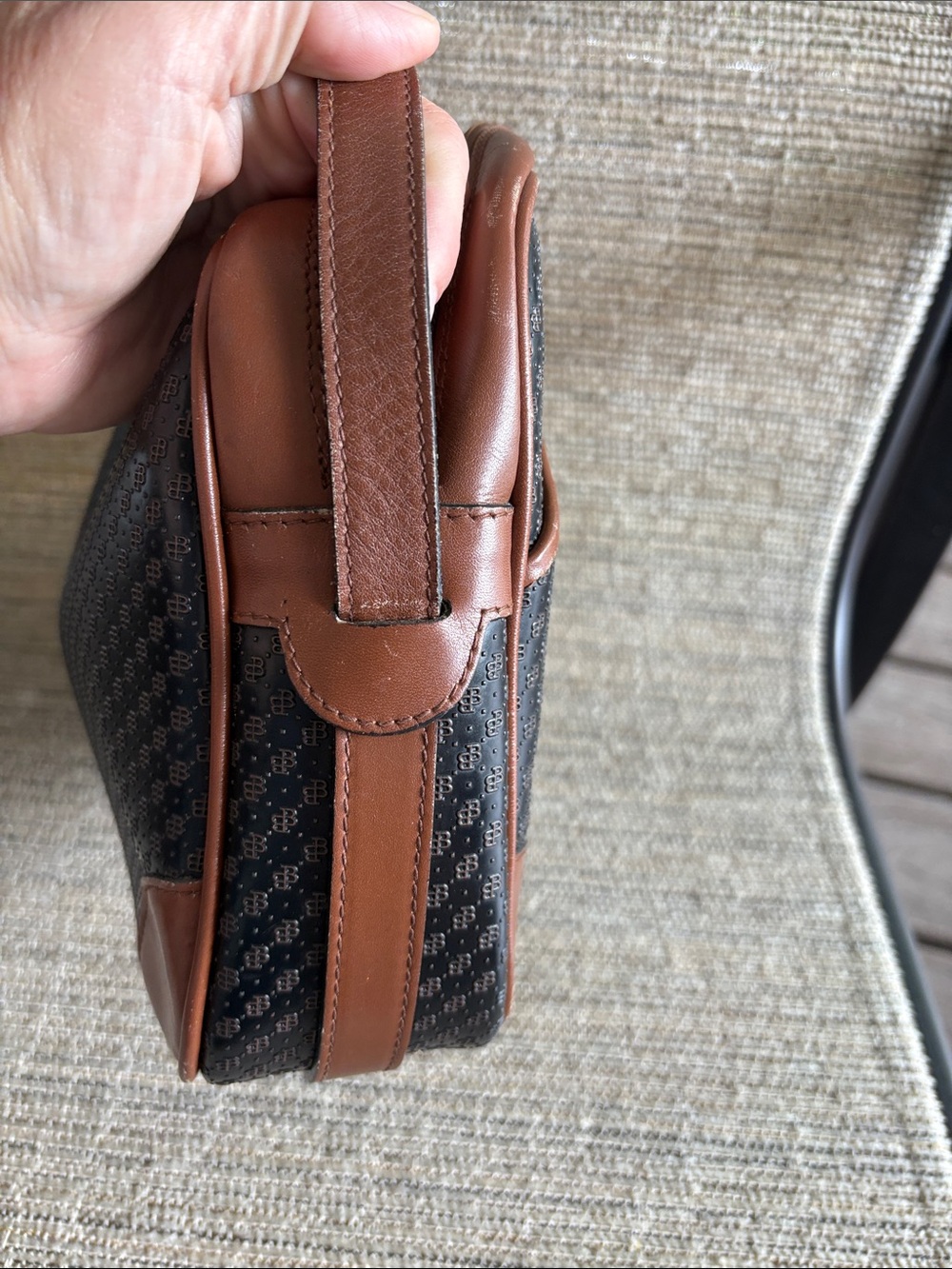 Collector’s Bally VTG Monogram Crossbody Bag Canvas Leather Brown Swiss Luxury - Picture 10 of 17